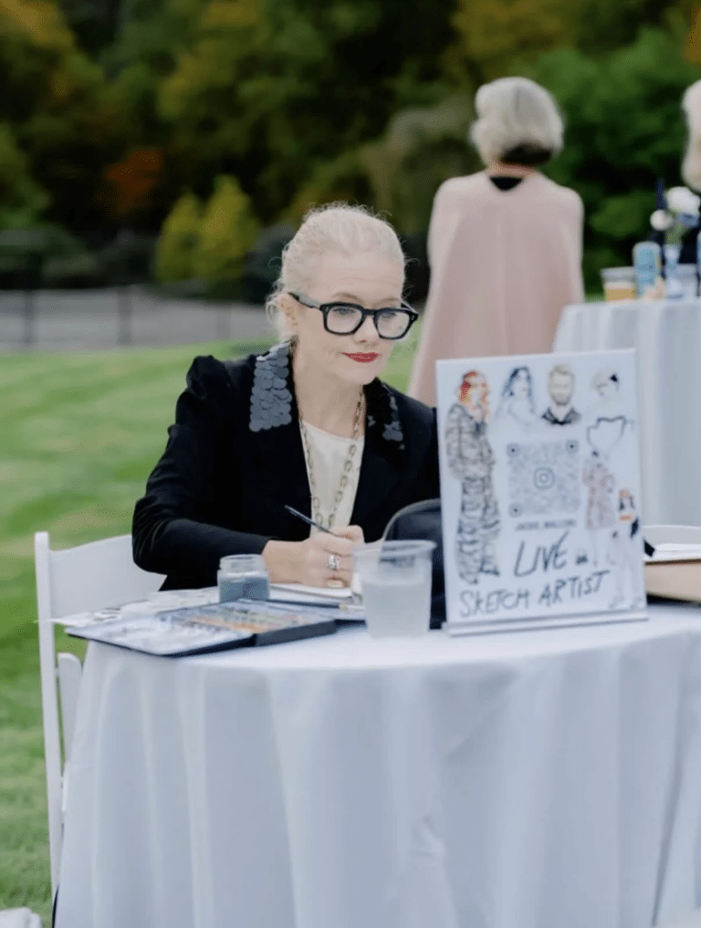 Live sketching at wedding 1 768x1017