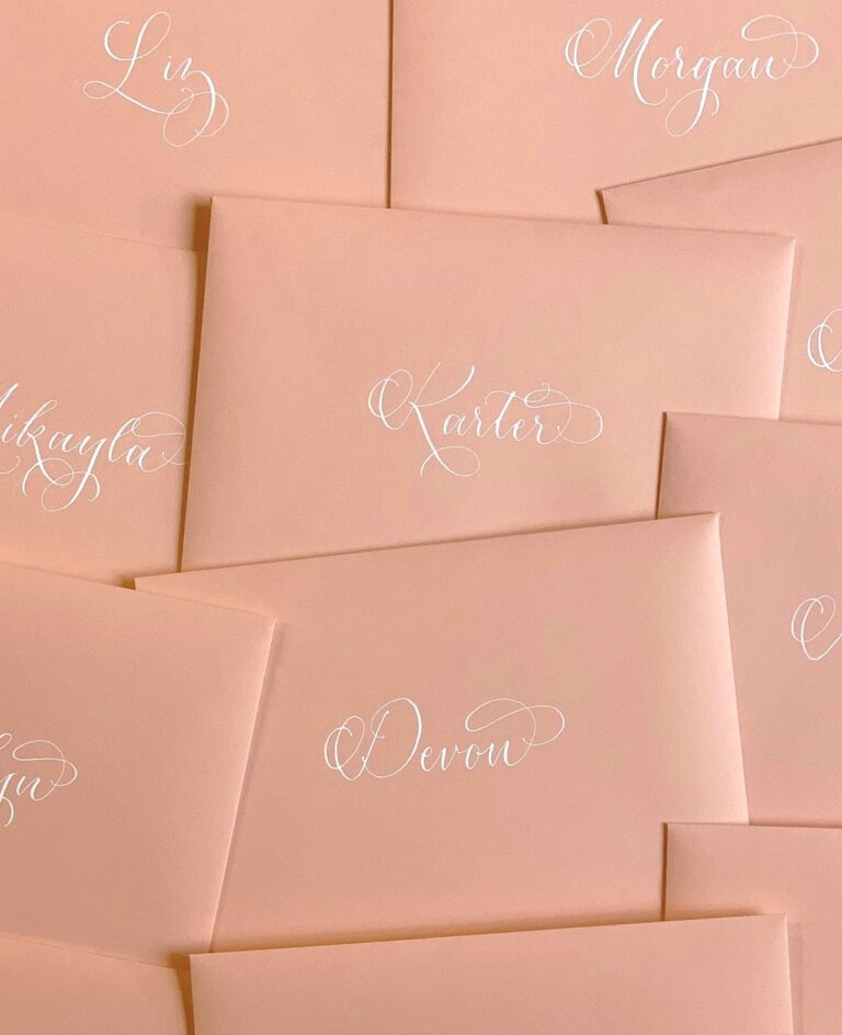 Dallas Calligrapher Bridesmaid Envelopes 768x944