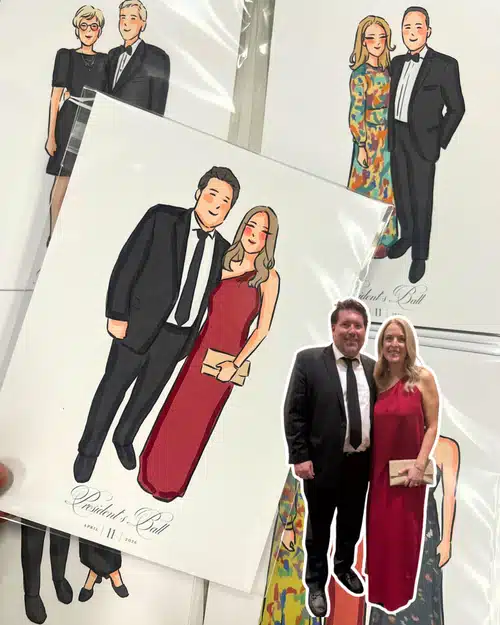 live fashion illustrator nashville wedding portraits